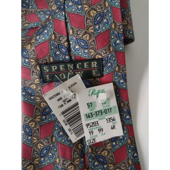 Spencer Lowe Silk Geometric Necktie Vintage in Box USA Business Preppy NEW - Picture 5 of 5